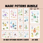 Printable Mud Kitchen Recipe Cards, Magic Potions Bundle, Montessori Materials, Outdoor Play, Nature Play, Forest School, Homeschool