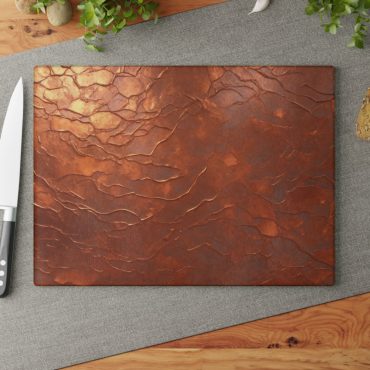 Copper Textured Glass Cutting Board Kitchen Gift, Metallic Copper Kitchen Decor, Traditional Minimalist Cutting Board, Luxury Cutting Board