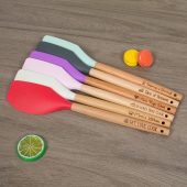 Custom Engraved Silicone Spatula, Personalized Kitchen Tool with Wooden Handle, Ideal Gift for Bakers, Chefs & Cooking Lovers