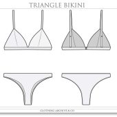 Women's Bikini Fashion Flat Sketch | Swimwear Vector CAD Technical Drawings | Instant Digital File