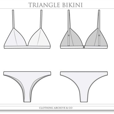 Women's Bikini Fashion Flat Sketch | Swimwear Vector CAD Technical Drawings | Instant Digital File
