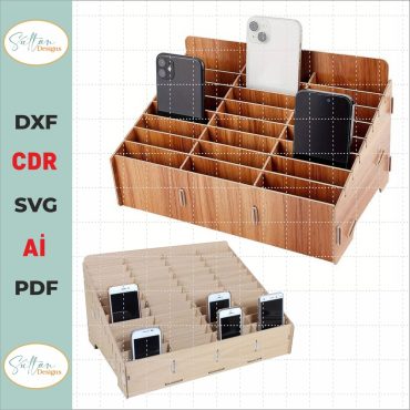 Laser Cut Multi Cell Phone Rack Phone Holder Desktop Organizer Storage Box For Classroom Office 3mm SVG Files Mobile Phone Store Rack