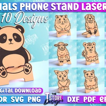 Phone Stand Laser Cut SVG, Cell Phone Stand Bundle, Animal 3D Laser Phone Holders, CNC File, Animals Laser Cut, 3d Laser Cut, Home Decor