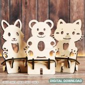 Phone Stand Cute Bear Cat & Dog Laser Cut Mobile Stand Cell Phone Holder Digital Download SVG |#205|