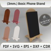 Phone Stand Svg Laser Cut File, Laser Cut Phone Holder, Glowforge Svg Files, Dxf Files for Laser