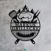 Personalized Grill Metal Sign,Unique BBQ Grill Sign,Outdoor Kitchen Decoration,Custom Nameplate for Outdoor Grilling Spot