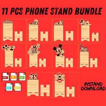 11 Pcs Wooden Phone Stand Bundle - Laser Cut Templates | Phone Stand SVG Files | Cell Phone Stand Laser Cut SVG | Digital Download Set