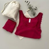 Organic Cotton Homewear Set, Cherry Red Homewear Set , Cherry Red Cotton Sleepwear, Cotton Lingerie Set, Red Lingerie Set