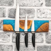 Magnetic Epoxy & Olive Wood Knife Holder, Resin Knife Block, Kitchen Accessories, Knife Strip, Housewarming Gifts, Mother's Day Gifts