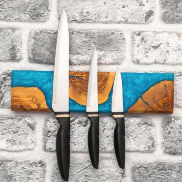 Magnetic Epoxy & Olive Wood Knife Holder, Resin Knife Block, Kitchen Accessories, Knife Strip, Housewarming Gifts, Mother's Day Gifts