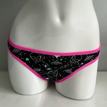 LeoLines, LLC ™ COTTON Aliens and UFOs Print Underwear/Bra Made for Transgender Girls/Women - Choose trim color -Panty & Bra sold separately