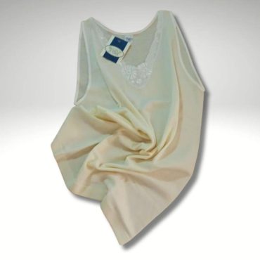 Brand new Women's underwear shirt Wide shoulder tank top Cream color Wool and silk Vintage women's underwear Wool shirt Floral embroidery