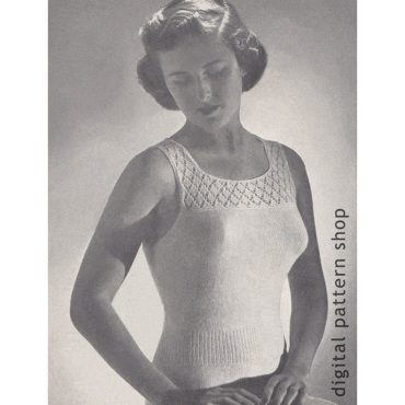 Knit Camisole Pattern 1940s Vintage Lace Top Knitting Pattern Womens Underwear Bust 32 34 26 28 PDF Instant Download - K31