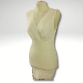 Brand new Women's underwear shirt Wide shoulder tank top 50% Virgin Wool 50 Polypropylene Cream color Vintage women's underwear Wool shirt