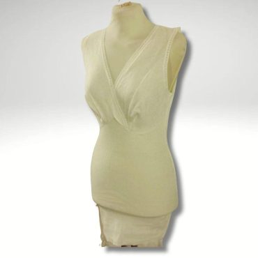 Brand new Women's underwear shirt Wide shoulder tank top 50% Virgin Wool 50 Polypropylene Cream color Vintage women's underwear Wool shirt