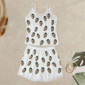 Custom Pajamas, Personalized Women's Short Pajama Set, Cami Lounge Set Bachelorette party, Valentine's Day gift, wife, Christmas gift