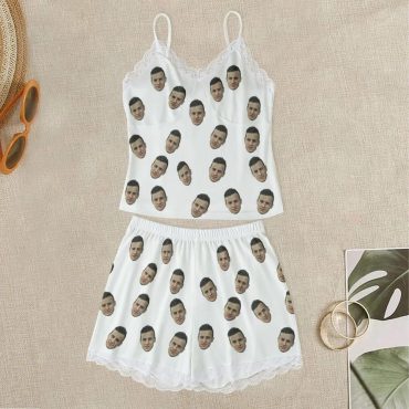 Custom Pajamas, Personalized Women's Short Pajama Set, Cami Lounge Set Bachelorette party, Valentine's Day gift, wife, Christmas gift