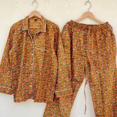 Indian PJ Set,100% Cotton Block Print Pajama Set, Night Wear, Bridesmaid Pajama Set, Womens pajamas Set Cotton Pants Shirt sets,Summer Dress