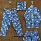 Indian PJ Set, 100% Cotton Block Print Pajama Set, Night Wear, Bridesmaid Pajama Set, Women's Pajamas Set Cotton Pants Shirt Sets