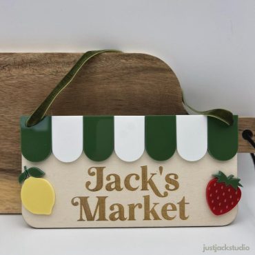 Personalised Wooden Play Kitchen Sign | Market Sign | Children’s pretend play café accessory |  Christmas Birthday Gift.