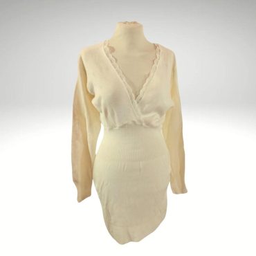 Brand new "Mapom" Size 7 XXL 50% virgin wool 30Acrylic 20" polypropylene fiber Cream color Women's underwear shirt Long sleeves Longwool