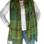 Achill – Celtic Woven Pashmina Scarf Green- SC#4
