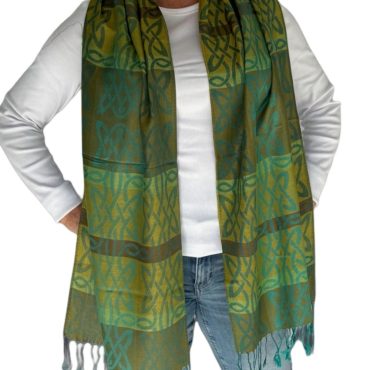 Achill – Celtic Woven Pashmina Scarf Green- SC#4