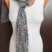 Silver Sequin Scarf,  Sequin Neck Scarf ,Winter Sequin Narrow Scarf, Disco Glittery Scarf,Shinny Party Birthday Gift Scarf