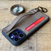 Custom Leather iPhone Grip Holder Case. iPhone 16, 15, 14, 13, 12 11, SE, X, 8, 7 Plus. iPhone Credit Card Holder Case Wristlet Crossbody