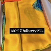 100% Silk Scarf - Large Square Women’s Scarf - A Thousand Li of Rivers and Mountains - Evening Shawl