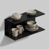 Kitchen Shelf For Utensils Black Metal, Kitchen Accessory, Floating Shelf, Gift For Her, Kitchen Organizer, Double Shelving 500mm/19.68in