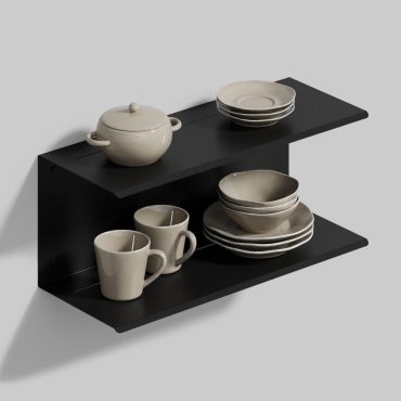 Kitchen Shelf For Utensils Black Metal, Kitchen Accessory, Floating Shelf, Gift For Her, Kitchen Organizer, Double Shelving 500mm/19.68in