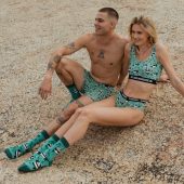 Couple Matching Underwear and Socks Set by Cloundies, Boxer, Bikini Panty and Bralette , Digital Printed,  Yoga Panda, Valentines Day Gift