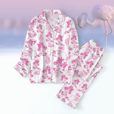 Flamingo Pajamas Set, Funny Flamingo Shirt, Coconut Pajamas For Party, Cute Animal Women Pajamas, Flamingo Lover Merch, Gift For Her