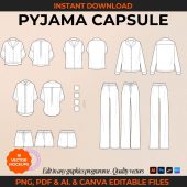 Pajama Sketch Loungewear Vector Mockup Fashion Tech Pack Template Clothing Vector Fashion Design Template Fashion Vector Pajamas Drawing