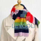 Colorful Striped Scarf, Rainbow Knitted Scarf, Autumn and Winter Warm Small Scarf, Fresh Striped Clashing Woolen Scarf, Christmas Gift