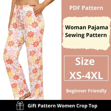 Woman pajama pants sewing pattern | Christmas pajamas | Size XS to 4XL | Instant Download | Easy Digital  PDF