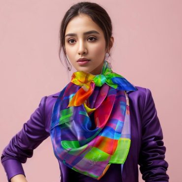 Silk Scarf, Unique Womens Scarf Silk, Bright color Scarf for woman, "Incandescent"