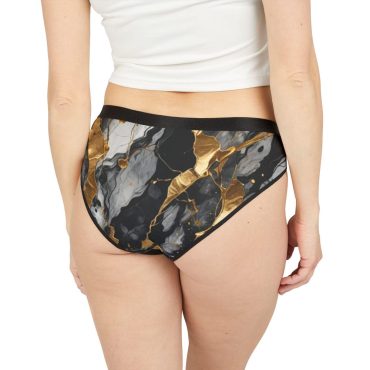 Elegant Black Gold Marble Women's Underwear, Stylish Comfort Valentine Briefs, Chic Lingerie, Everyday Essentials, Luxury Women's Intimates