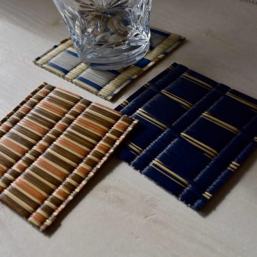Set of 4 Igusa Rush Grass Coasters | Handmade Japanese Eco-Friendly Coasters for Table Decor & Kitchen Accessories