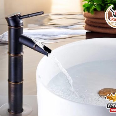 Home Bamboo Faucet | Tall Waterfall Basin Mixer Tap | Vintage Bronze Brass Kitchen Sink Fixture | Countertop Wash Bowl Faucet