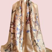 Luxury 100% Silk Scarf, Van Gogh Cream/Beige Silk Scarf, Personalised Gift For Her, Women Shawl, Almond Blossom Art, Gift Box/Card Available