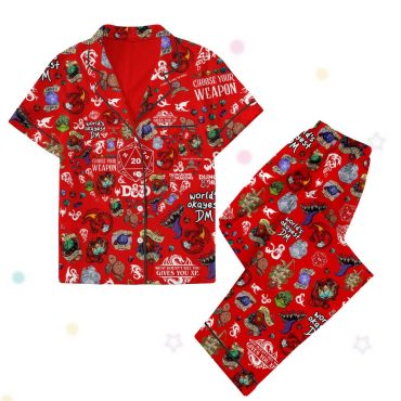 Dungeons And Dragons Pajamas Set, Dnd Midnight Shirt, Gaming Pajamas For Party, Funny Pjs, Family Holiday Pajamas, Gift For Friends