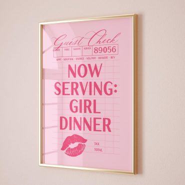 Girl Dinner Print, Aesthetic Kitchen Decor, Trendy Kitchen Prints, Hot Pink College Apartment Decor, Girly Wall Art, Chef Cooking Poster