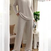 Women's Pajamas, Ribbed Luxury Pajama Set,  Minimalist PJ Set, Ribbed Pajamas, Soft Knit Loungewear, Casual PJ Set, Shirt and Trouser PJ Set