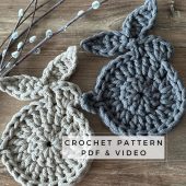 Crochet Easter bunny coasters PATTERN - PDF Crochet spring table decor for beginner - Cute mug rug pattern - Kitchen farmhouse table decor