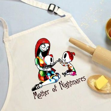 Mother of Nightmares Apron, Funny Mothers Day Gift for Her, Mama Loves Her Monsters, Halloween Kitchen Accessory, Sally Mom Cooking Apron