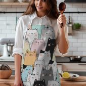 Cat Apron Colorful Cats kitchen apron Housewarming gifts Kitchen accessories cat lover gifts gifts for mother
