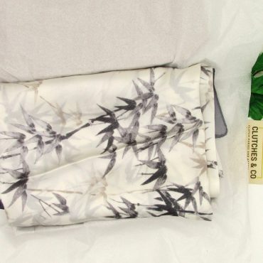 Women's Scarves, Grey and Ivory White Leaf Pattern Scarf, Ladies Silk Feeling Scarf, Women's Accessories, Ladies Scarves, Gifts for Women.