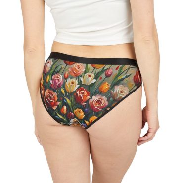 Floral Rose Tulip Women's Underwear, Flower Briefs, Women's Lingerie, Romantic Valentine Undergarments, Girlfriend Wife, Everyday Essentials